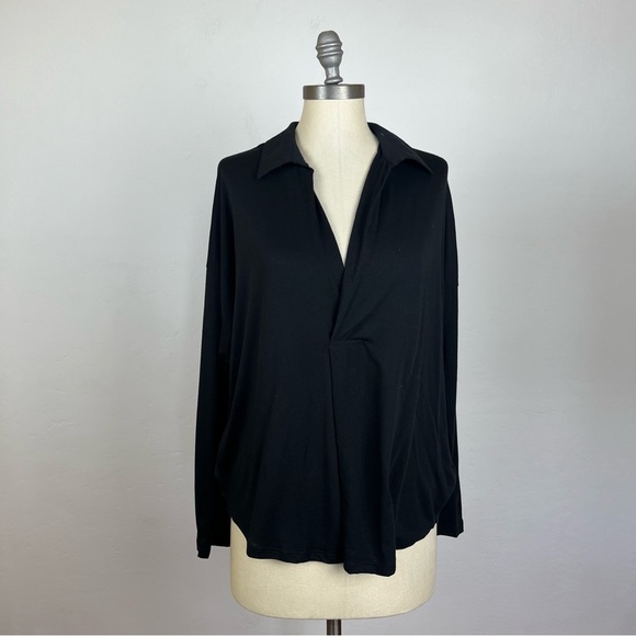 Anthropologie Tops - Anthropologie Bordeaux Black Split Blouse